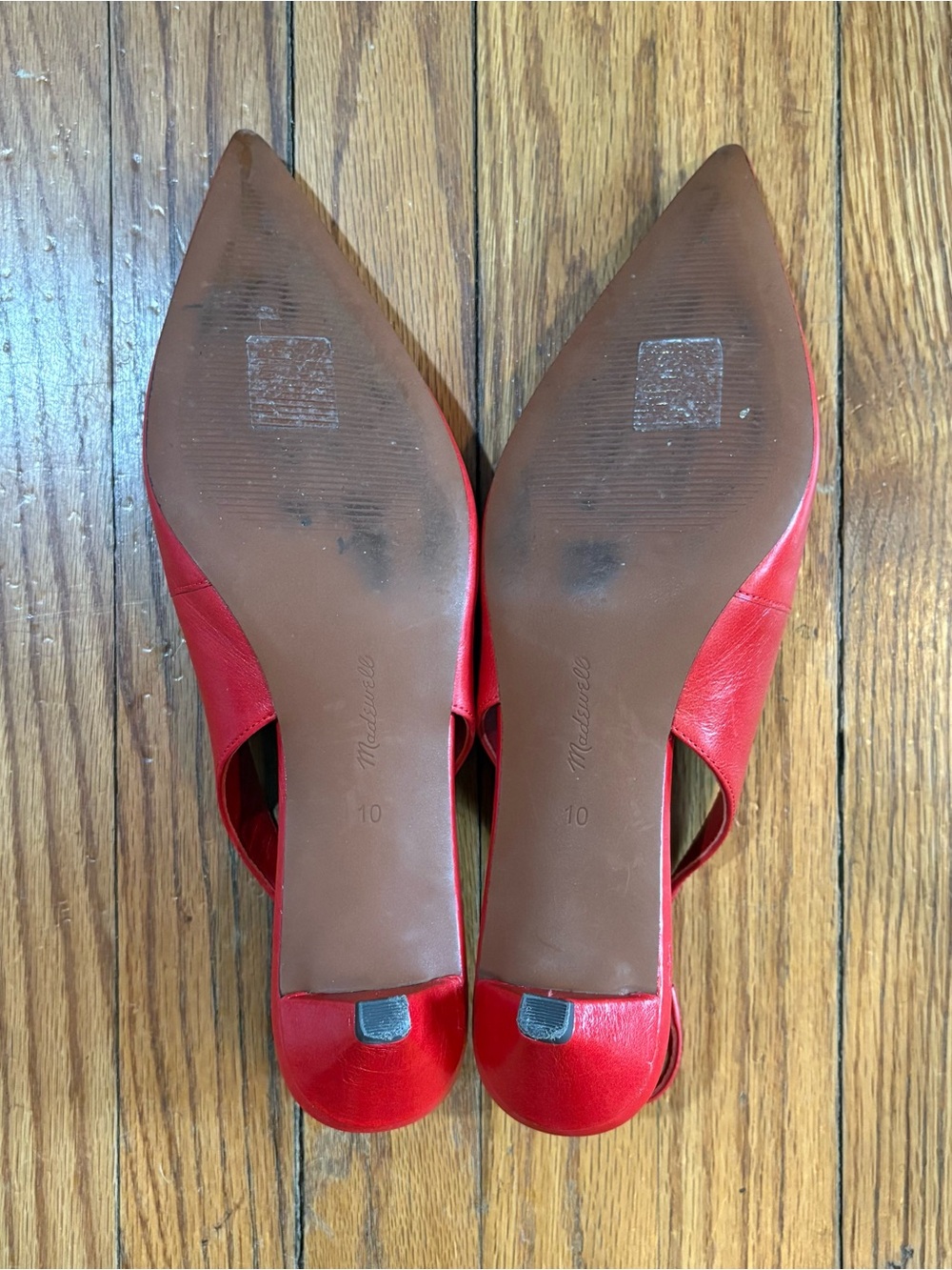 Madewell ‘Bandana Red’ Slingback Leather Kitten Heels - Size 10 - Picture 6 of 6
